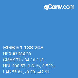 Color code: RGB 61 138 208 | qconv.com