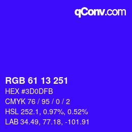 カラーコード: RGB 61 13 251 | qconv.com
