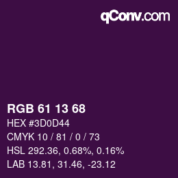 カラーコード: RGB 61 13 68 | qconv.com