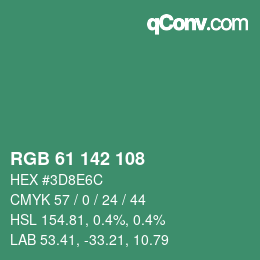 Farbcode: RGB 61 142 108 | qconv.com