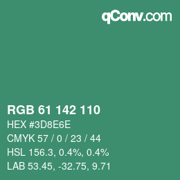 Color code: RGB 61 142 110 | qconv.com