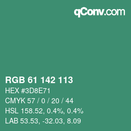 Color code: RGB 61 142 113 | qconv.com