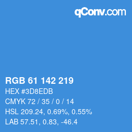 Color code: RGB 61 142 219 | qconv.com