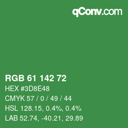カラーコード: RGB 61 142 72 | qconv.com