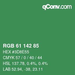 Color code: RGB 61 142 85 | qconv.com