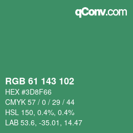 Farbcode: RGB 61 143 102 | qconv.com