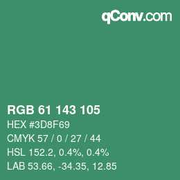 颜色代码: RGB 61 143 105 | qconv.com
