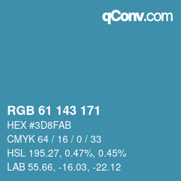 カラーコード: RGB 61 143 171 | qconv.com