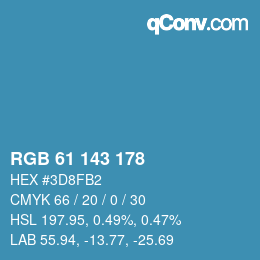 Color code: RGB 61 143 178 | qconv.com