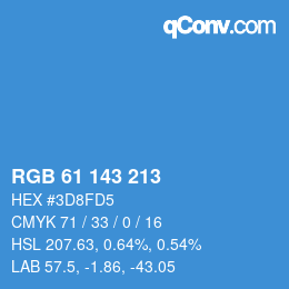 カラーコード: RGB 61 143 213 | qconv.com