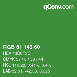 カラーコード: RGB 61 143 60 | qconv.com