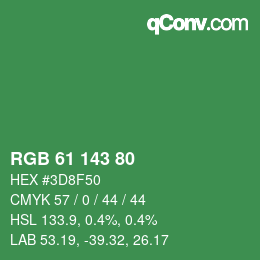 Farbcode: RGB 61 143 80 | qconv.com