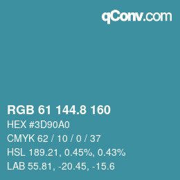 Color code: RGB 61 144.8 160 | qconv.com