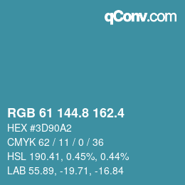 カラーコード: RGB 61 144.8 162.4 | qconv.com