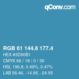 カラーコード: RGB 61 144.8 177.4 | qconv.com