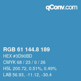 カラーコード: RGB 61 144.8 189 | qconv.com