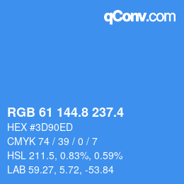 カラーコード: RGB 61 144.8 237.4 | qconv.com