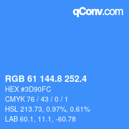 カラーコード: RGB 61 144.8 252.4 | qconv.com