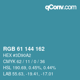 Color code: RGB 61 144 162 | qconv.com