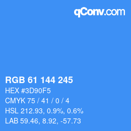 Color code: RGB 61 144 245 | qconv.com