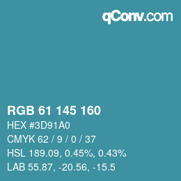 Color code: RGB 61 145 160 | qconv.com