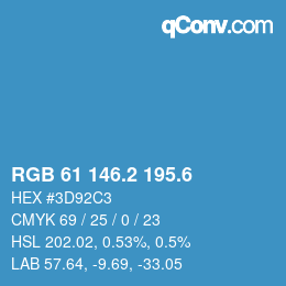 カラーコード: RGB 61 146.2 195.6 | qconv.com