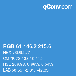 カラーコード: RGB 61 146.2 215.6 | qconv.com