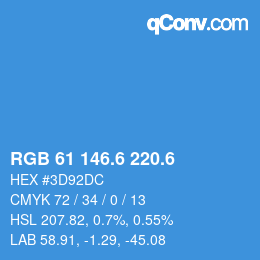 カラーコード: RGB 61 146.6 220.6 | qconv.com