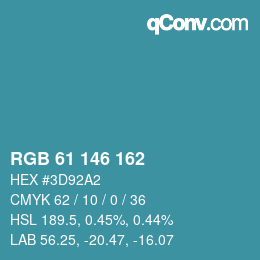 カラーコード: RGB 61 146 162 | qconv.com