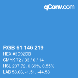 Color code: RGB 61 146 219 | qconv.com