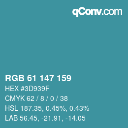 Código de color: RGB 61 147 159 | qconv.com