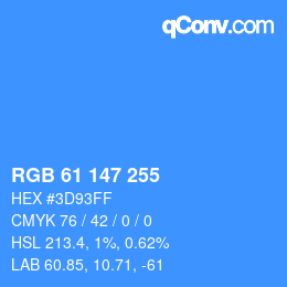 Color code: RGB 61 147 255 | qconv.com