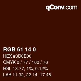 颜色代码: RGB 61 14 0 | qconv.com