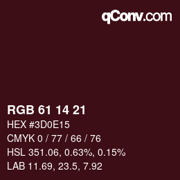 カラーコード: RGB 61 14 21 | qconv.com