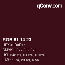カラーコード: RGB 61 14 23 | qconv.com