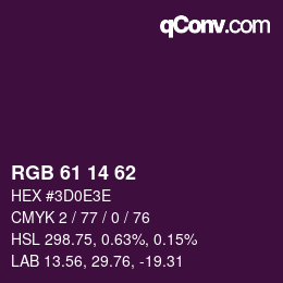 Color code: RGB 61 14 62 | qconv.com