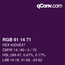 Color code: RGB 61 14 71 | qconv.com