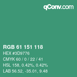 カラーコード: RGB 61 151 118 | qconv.com