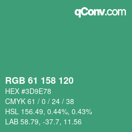颜色代码: RGB 61 158 120 | qconv.com
