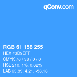 Color code: RGB 61 158 255 | qconv.com