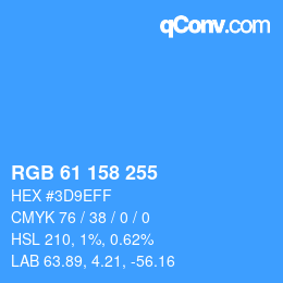 Color code: RGB 61 158 255 | qconv.com