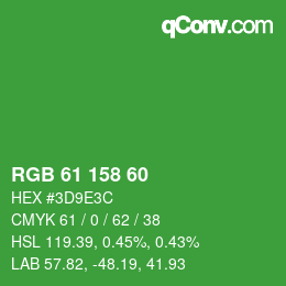 カラーコード: RGB 61 158 60 | qconv.com