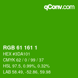 カラーコード: RGB 61 161 1 | qconv.com