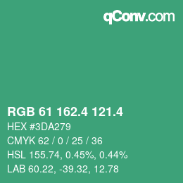 カラーコード: RGB 61 162.4 121.4 | qconv.com