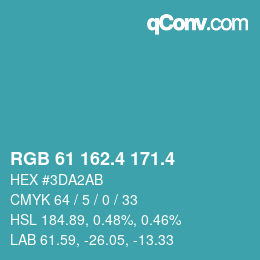カラーコード: RGB 61 162.4 171.4 | qconv.com