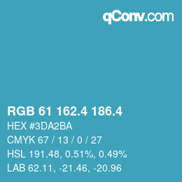 カラーコード: RGB 61 162.4 186.4 | qconv.com
