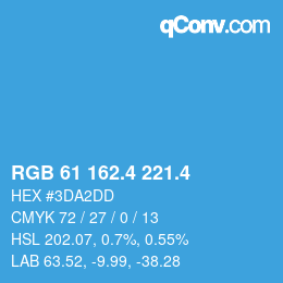 カラーコード: RGB 61 162.4 221.4 | qconv.com