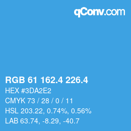 カラーコード: RGB 61 162.4 226.4 | qconv.com