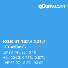 カラーコード: RGB 61 162.4 231.4 | qconv.com