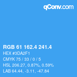 カラーコード: RGB 61 162.4 241.4 | qconv.com